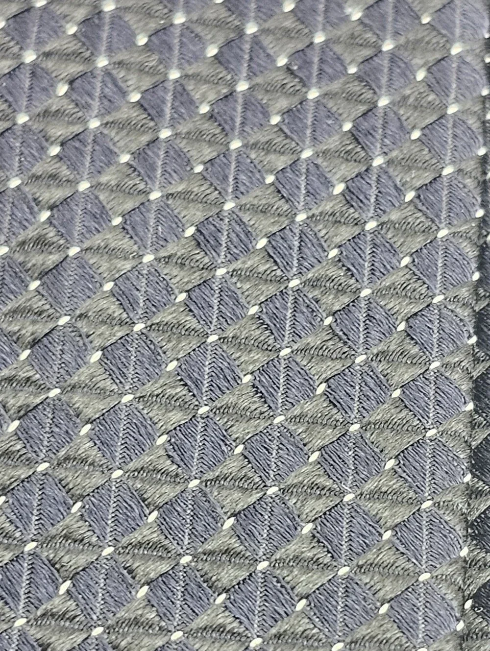 ETON 100% Silk Tie Italy Blue Jacquard Geometric Diamond Luxury Professional